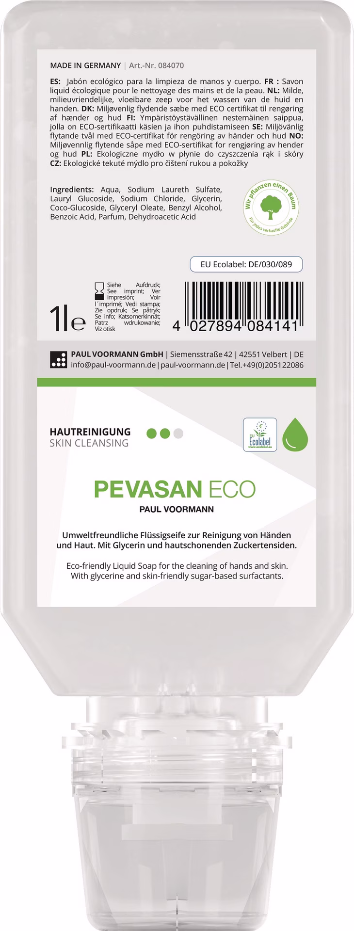 Handreinigung Pevasan ECO 1l ph-hautneutral Softflasche