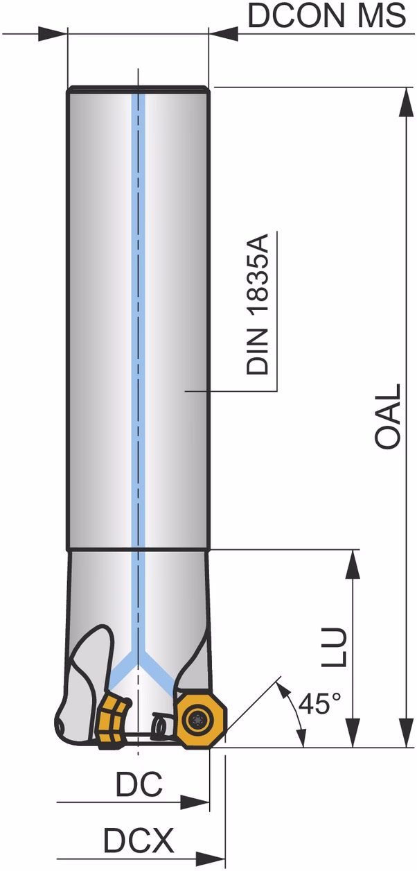 Schulterfräser ISO 32N3R045A25-SOD05-C D.25mm Rechtslauf Schneid-D.32mm