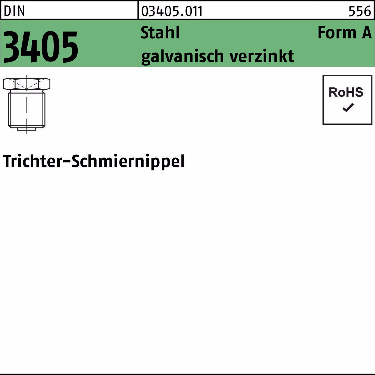 Trichterschmiernippel DIN 3405 AM 1 Stahl galv.verz. 100
