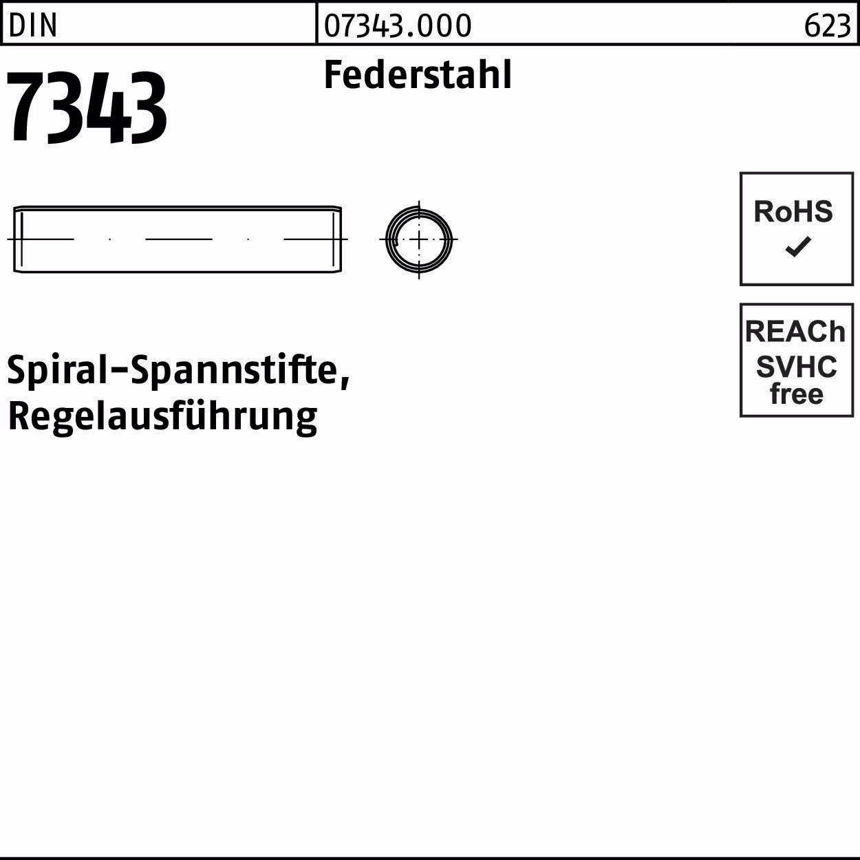 Spiralspannstift DIN 7343 Federstahl Regelausf.