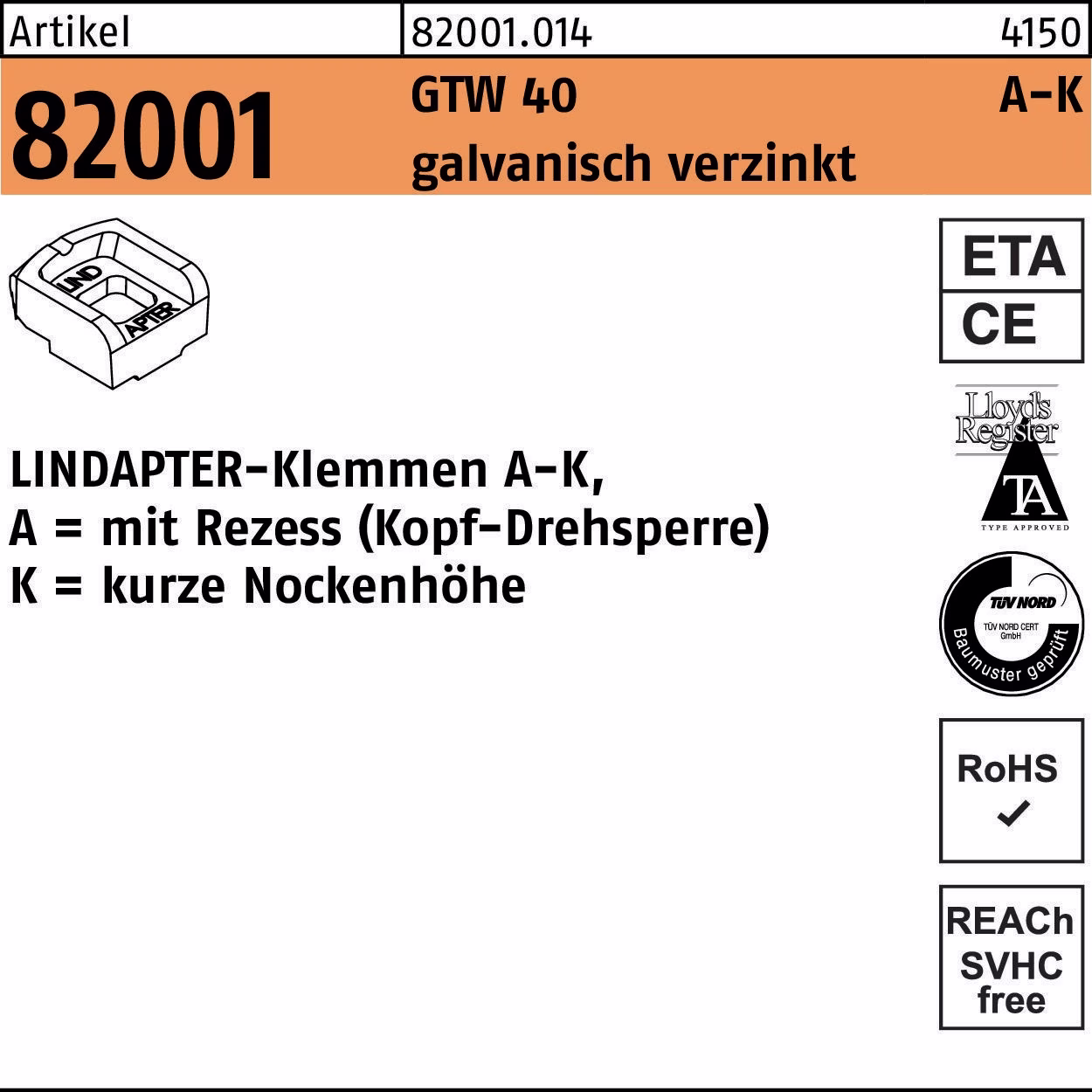 Klemmen R 82001 GTW 40 KM 20/7,0 galv.verz. 1 Stück