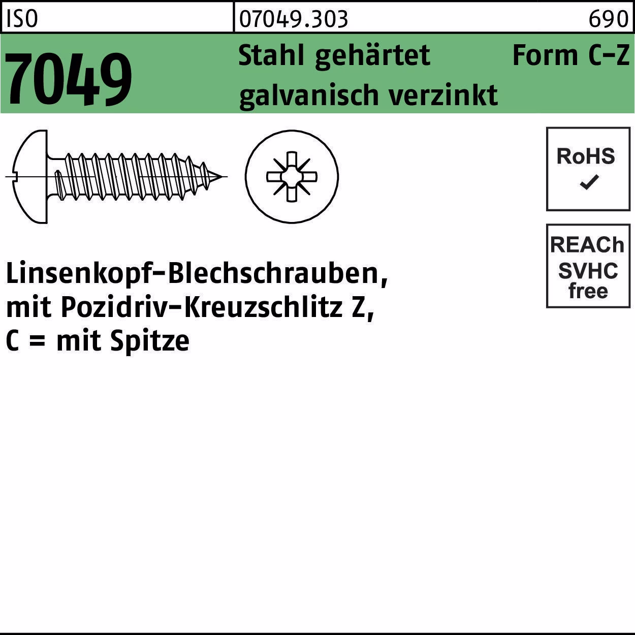 Blechschraube ISO 7049 LIKO Spitze/PZ -C-Z Stahl geh.galv.verz.