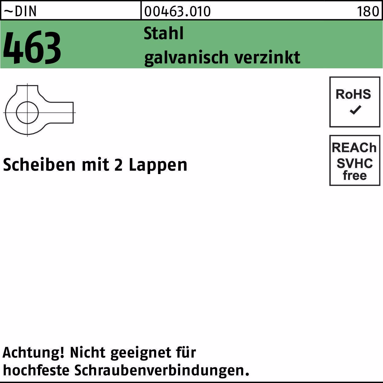 Scheibe DIN 463 m.2 Lappen 31 Stahl galv.verz. 50 Stück