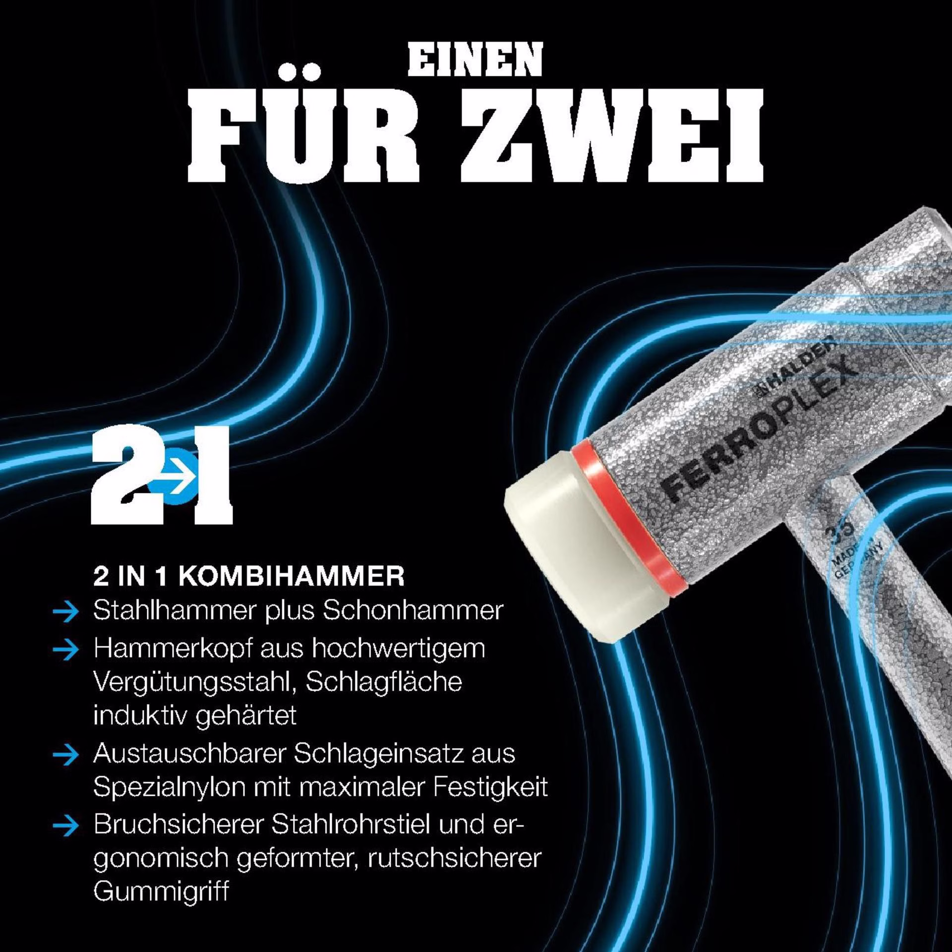Schon- u.Schlosserhammer FERROPLEX L.290mm Kopf-D.30mm hart STA