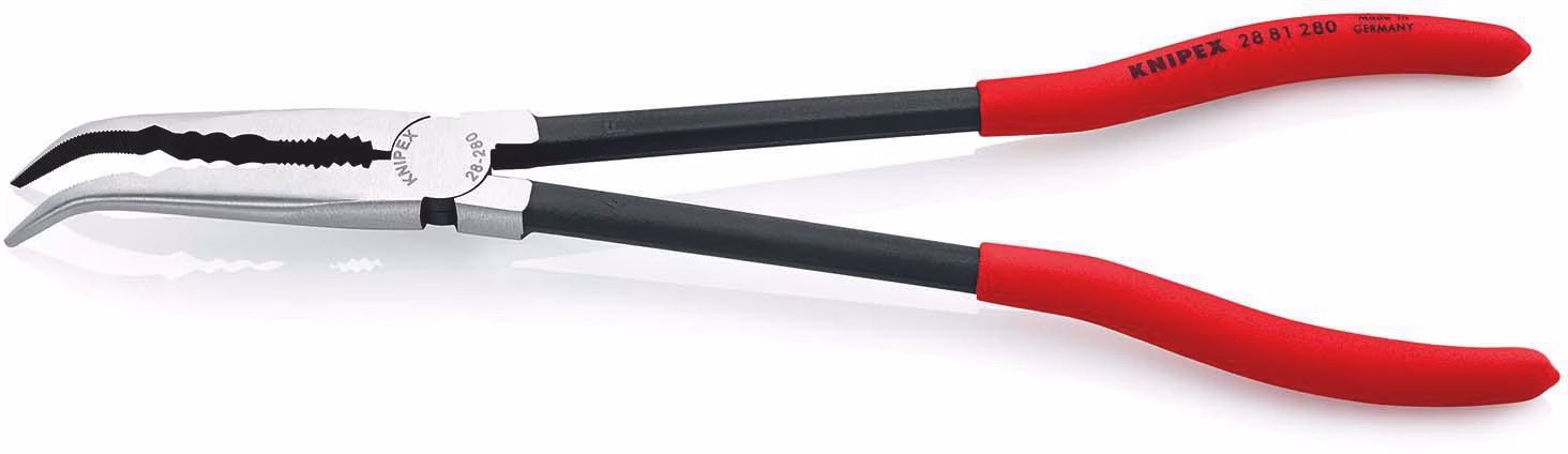 Montierzange L.280mm pol.Ku.-Überzug Spitze 45Grad geb