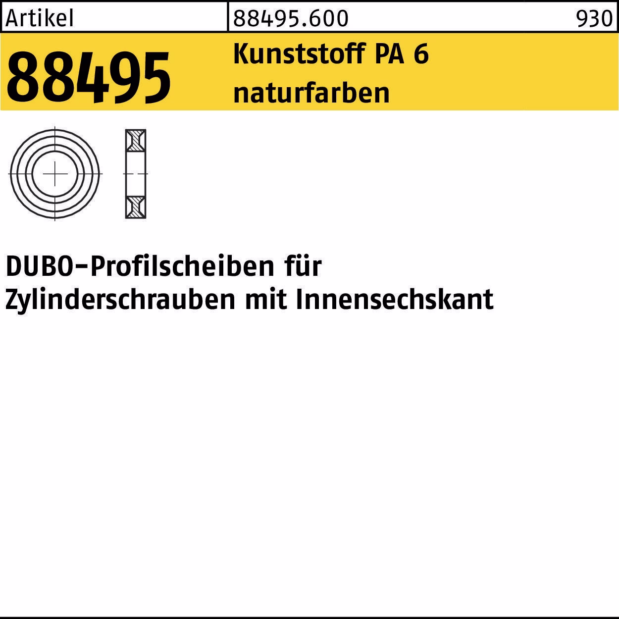 Profilscheibe R 88495 f.Zylinderschrauben - PA 6 natur