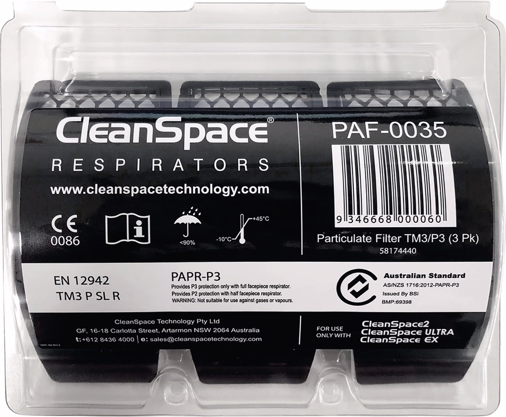 Partikelfilter PAF-0035 f.CleanSpace Sys.EN 12942 TM3 P3 3 St./Pack