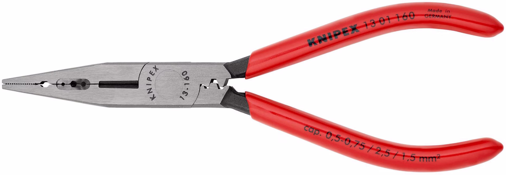 Verdrahtungszange L.160mm 0,5-0,75/1,5/2,5 mm² pol.Ku.-Überzug