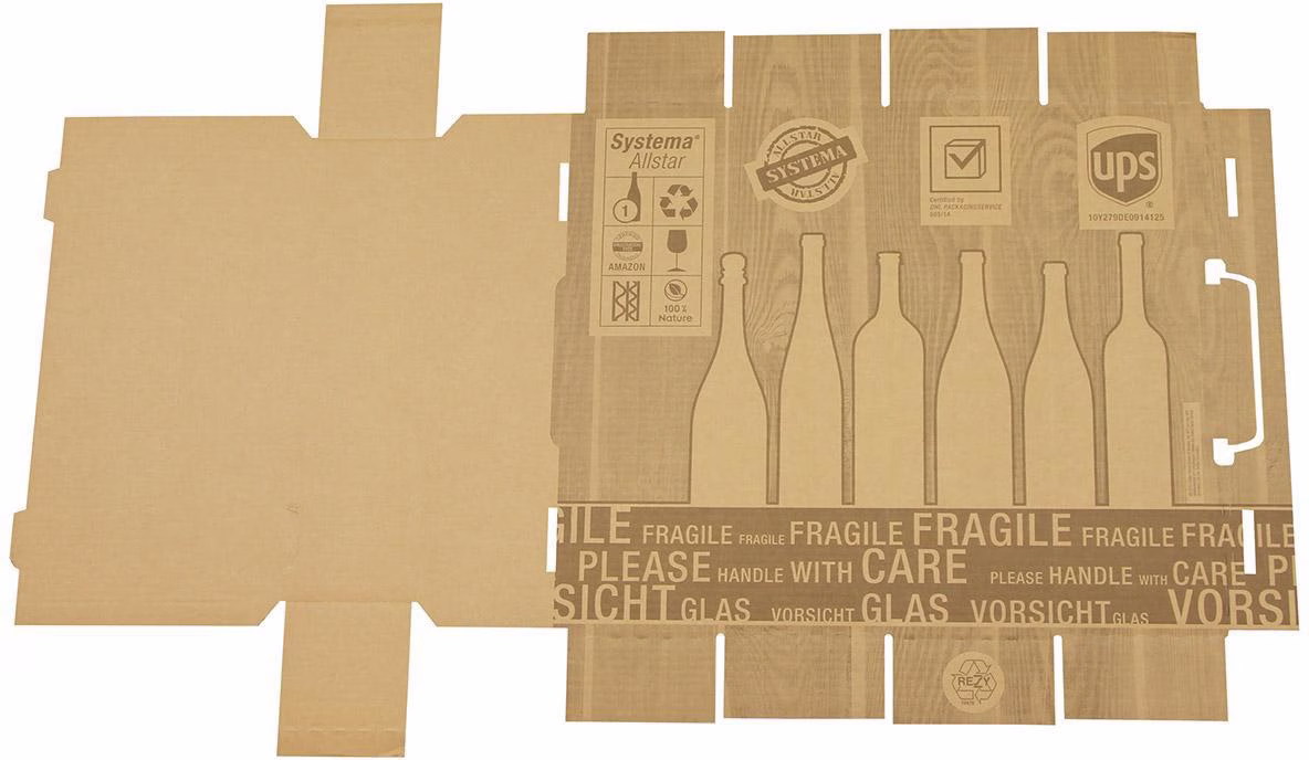 Flaschenkarton PTZ 2-wellig Maße 107x107x390mm Qualität 2.3BC braun postgeprüft