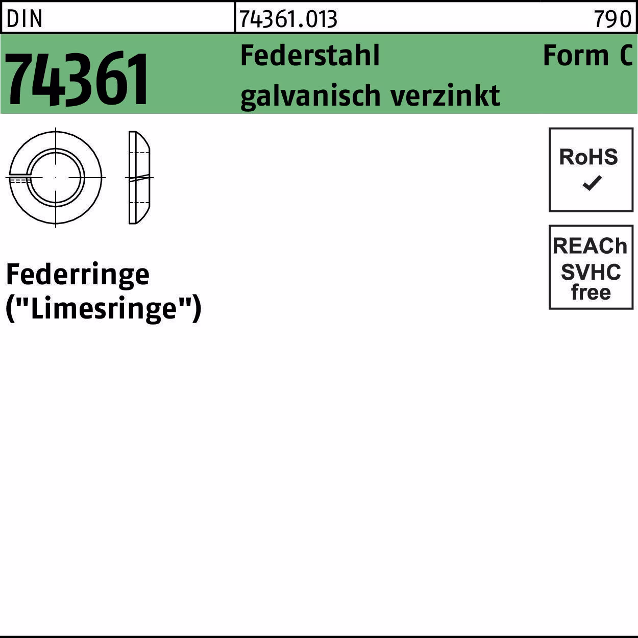 Federring DIN 74361 C Federstahl galv.verz. 100