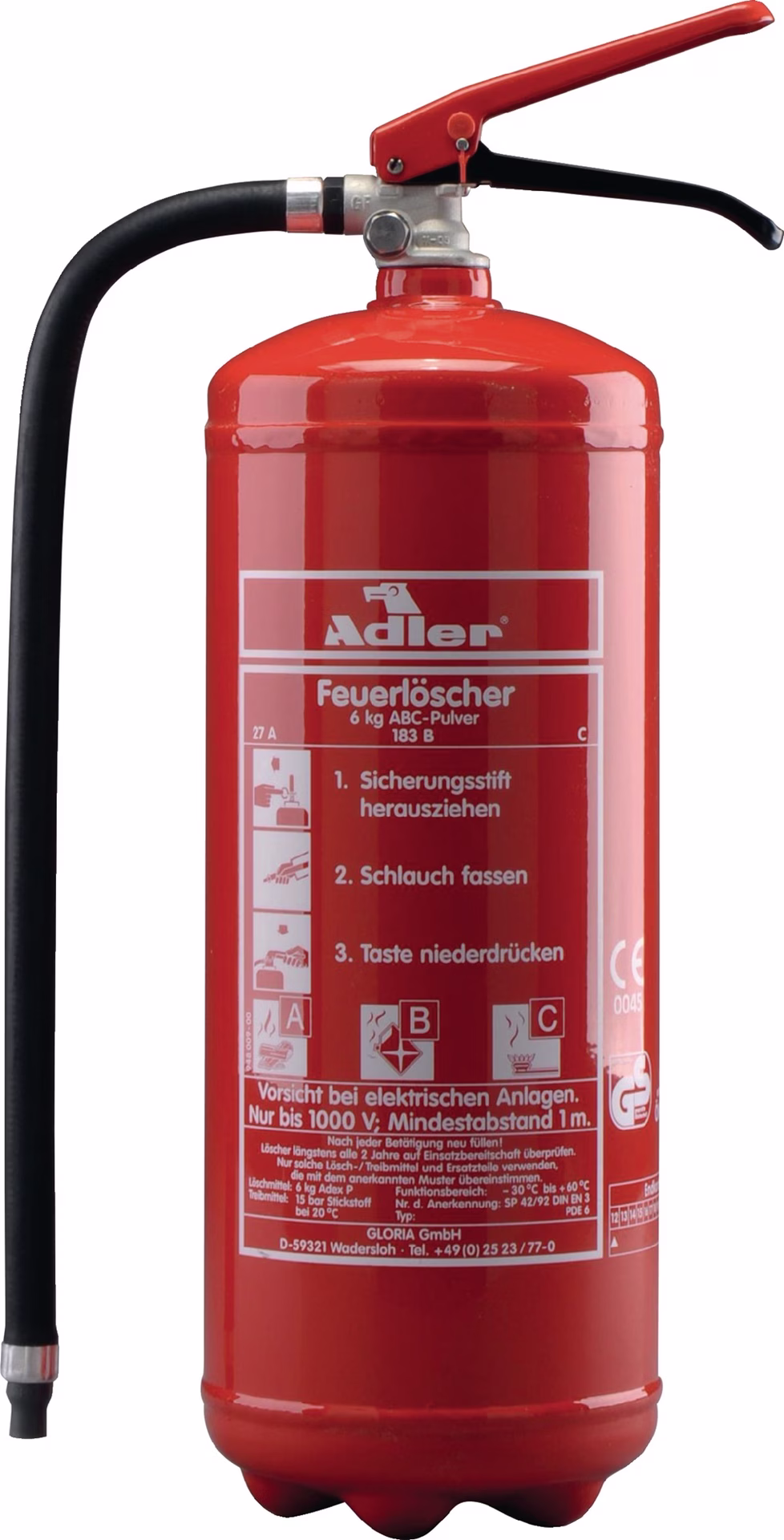 Pulverfeuerlöscher Adler m.Dauerdruck A B C m.Wandh.