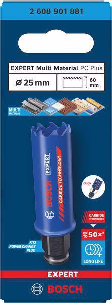 Lochsäge EXPERT Multi Material D.25mm Schnitt-T.60mm Power Change Plus