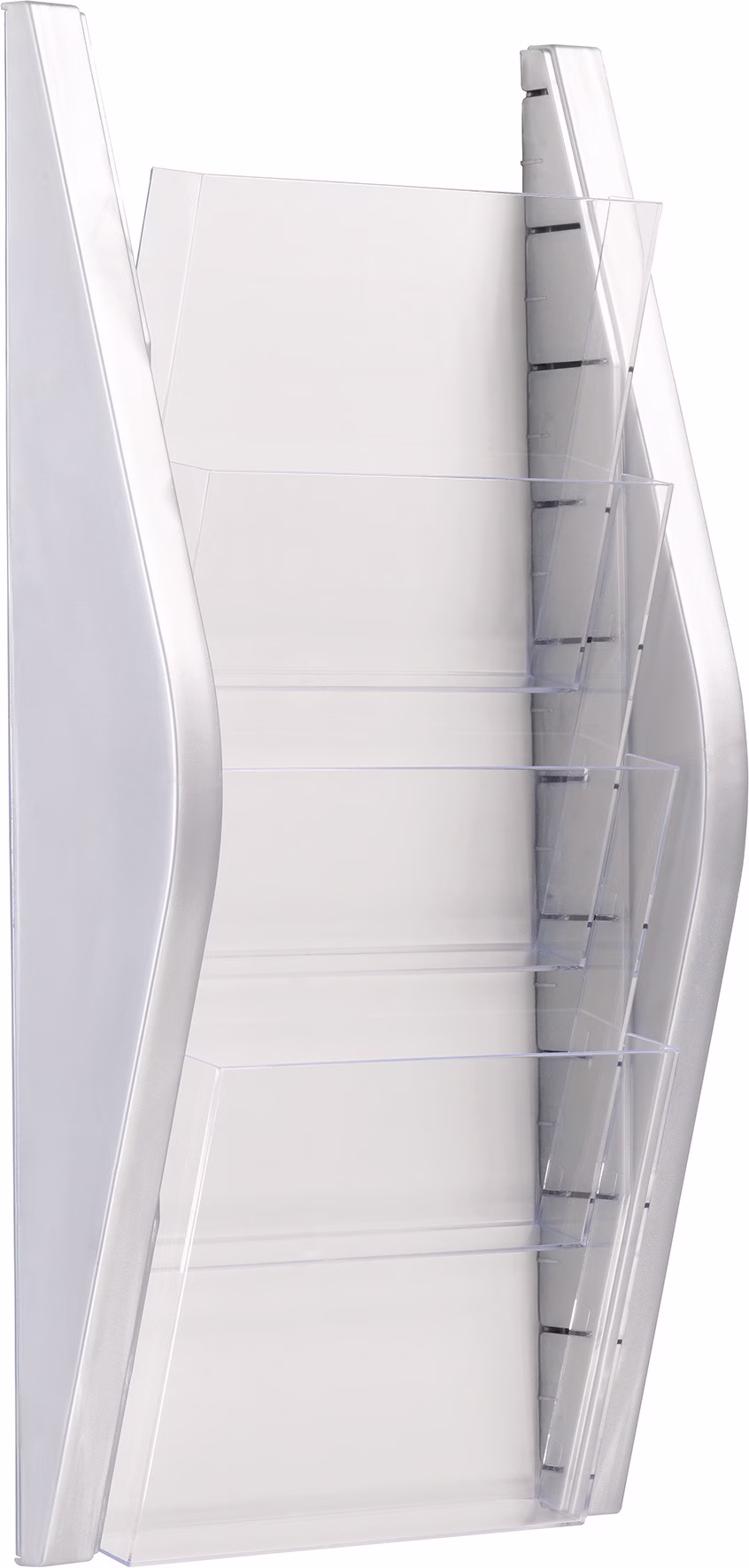 Prospekthalter H540xB280xT80mm DIN A4 hoch silber