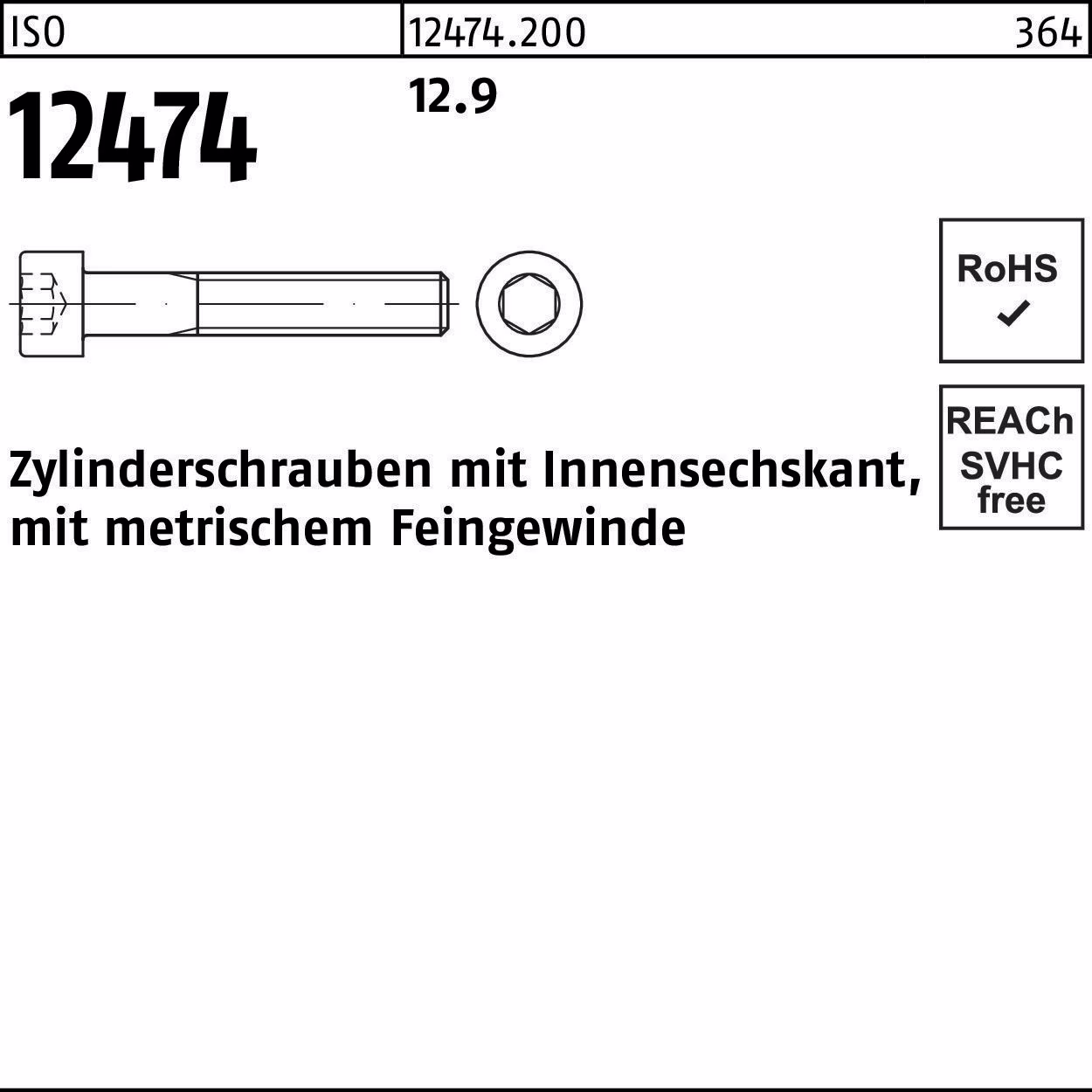 Zylinderschraube ISO 12474 Innen-6kt