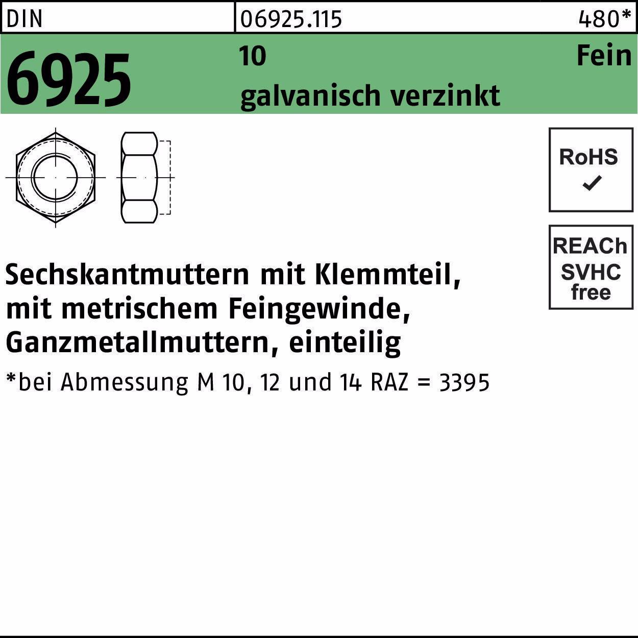 Sechskantmutter DIN 6925 Klemmteil