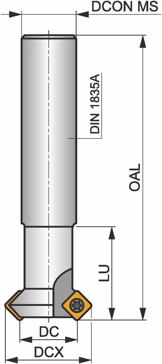 Fasenfräser ISO 16N2R027A16-SSD09 D.16mm Rechtslauf Schneid-D.28mm