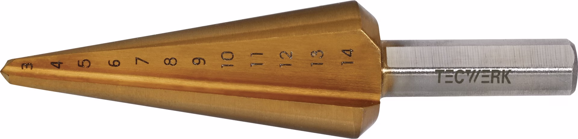 Blechschälbohrer Bohrber.3-14mm HSS TiN Gesamt-L.58mm Z.2