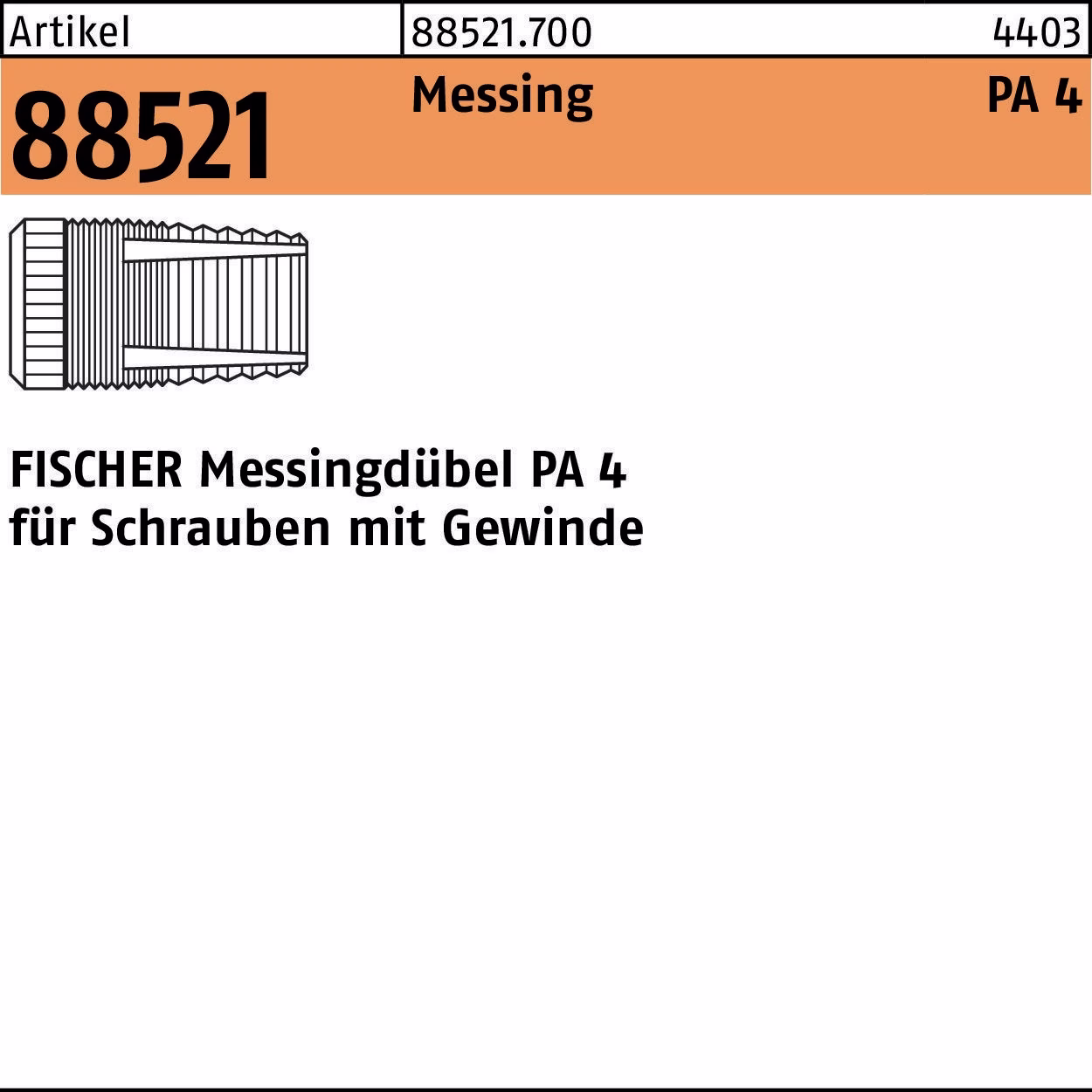 Messingdübel R 88521PA 4 Messing