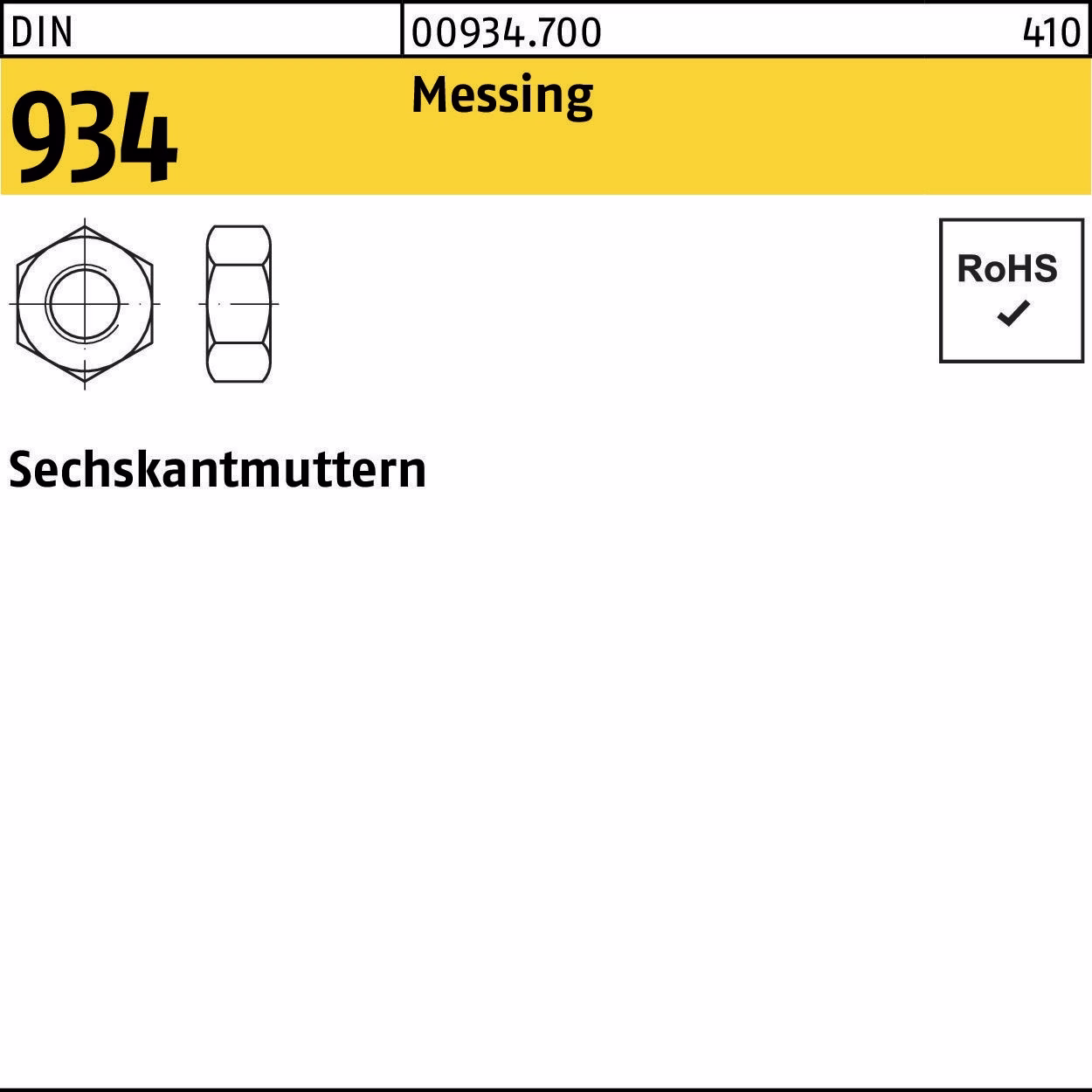 Sechskantmutter DIN Messing