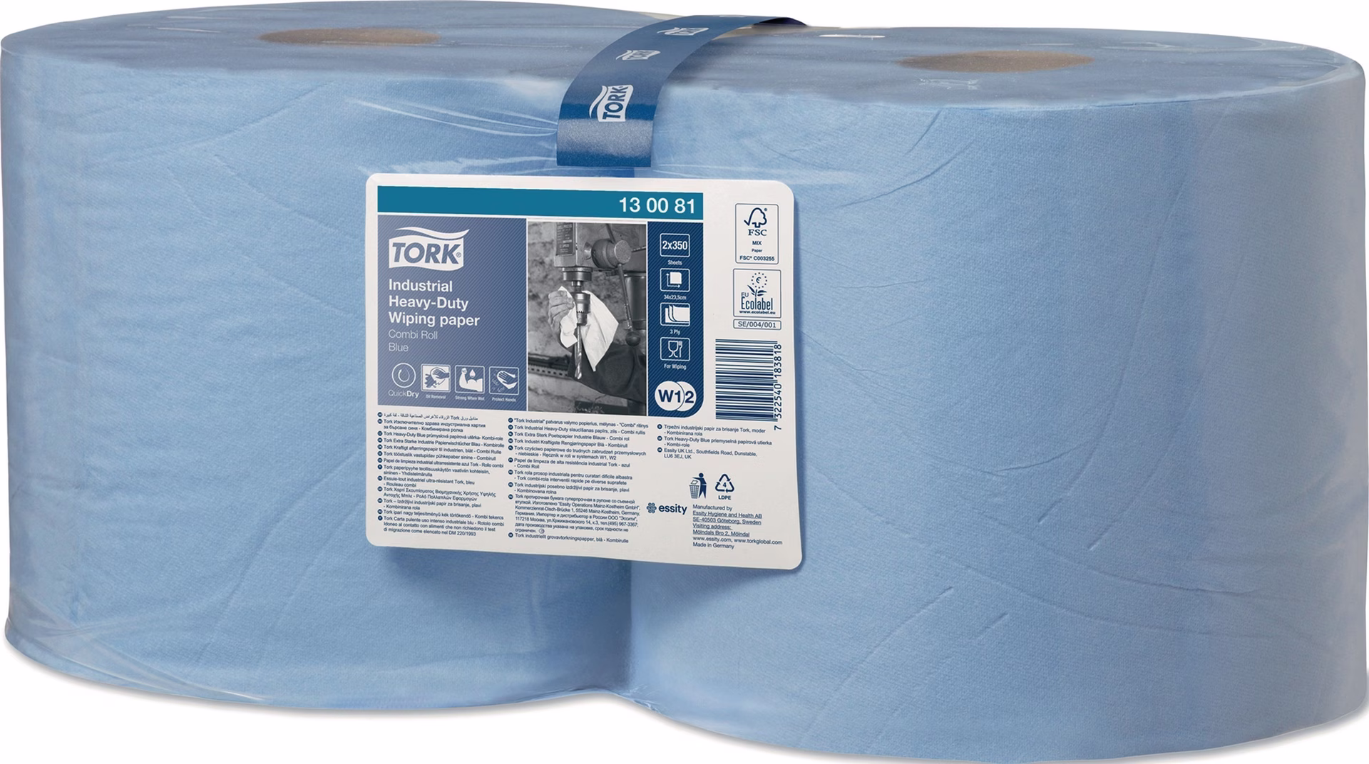 Putztuch TORK 130081 L.ca.119 mxB.ca.235mm blau 3-lagig,bedruckt 2x1 Rl