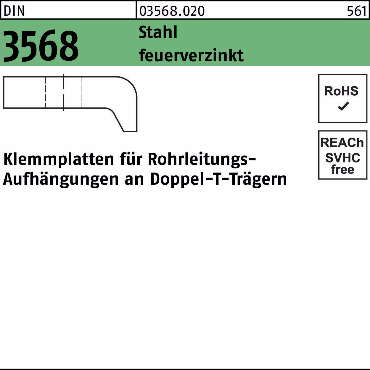 Klemmplatte DIN 3568 - M16 Stahl feuerverz. 1