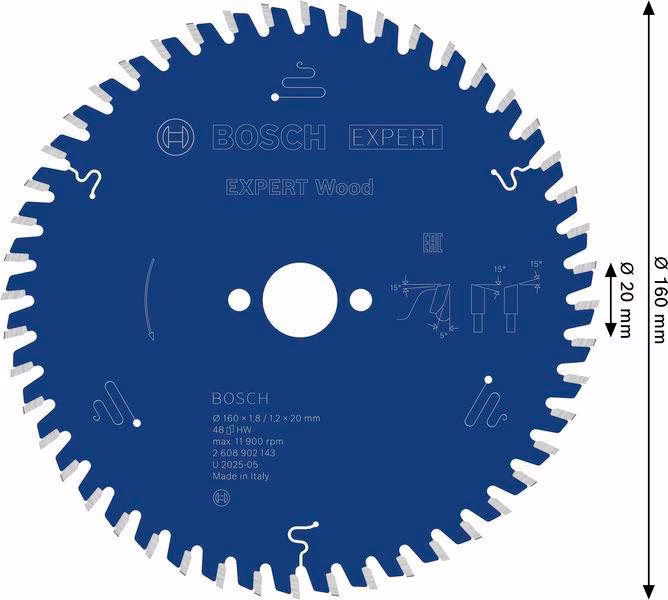 Kreissägeblatt Expert Wood AD 160mm Z.48 WZ Bohr.20mm Schnitt-B.1,8mm