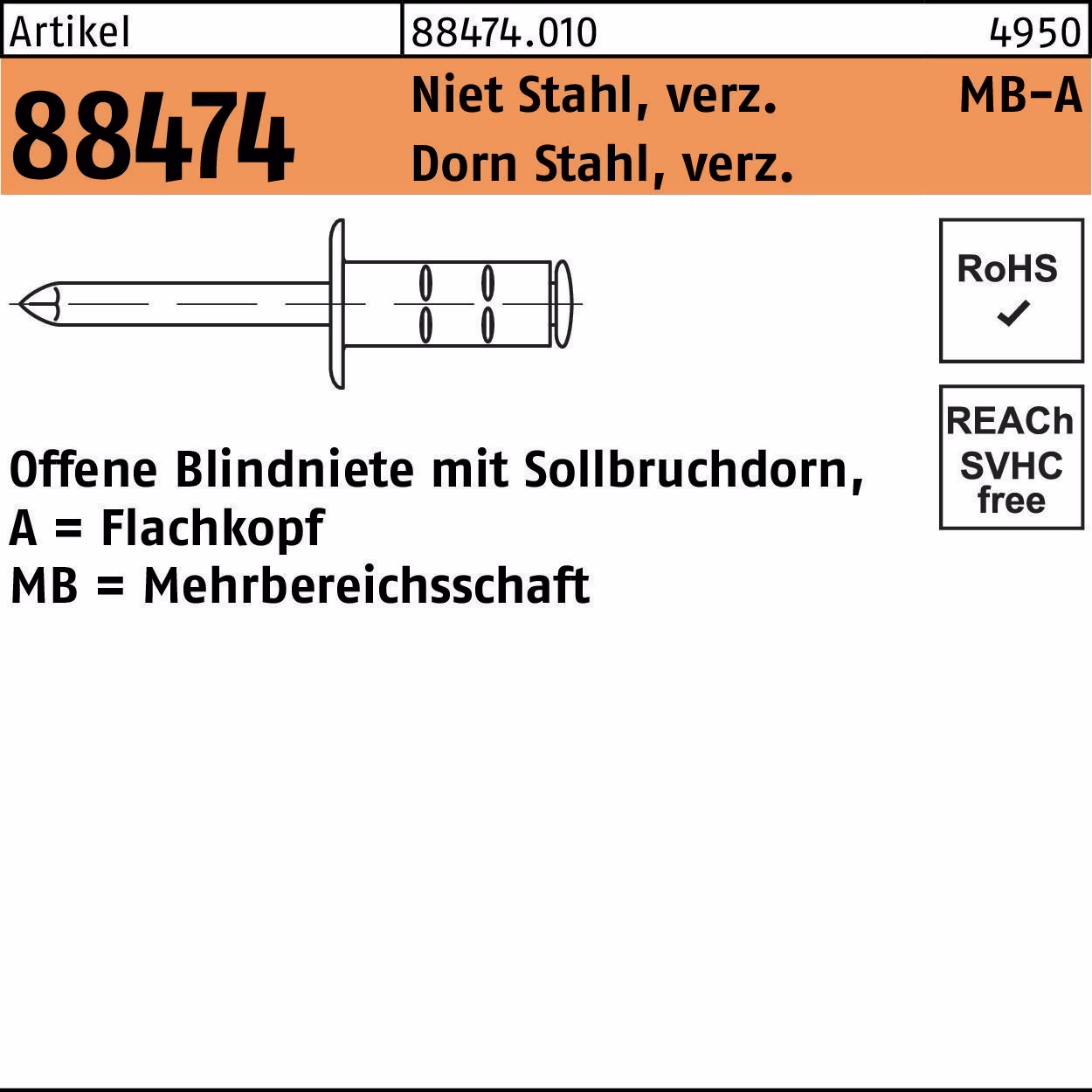 Blindniete R 88474 Flachkopf GESIPA