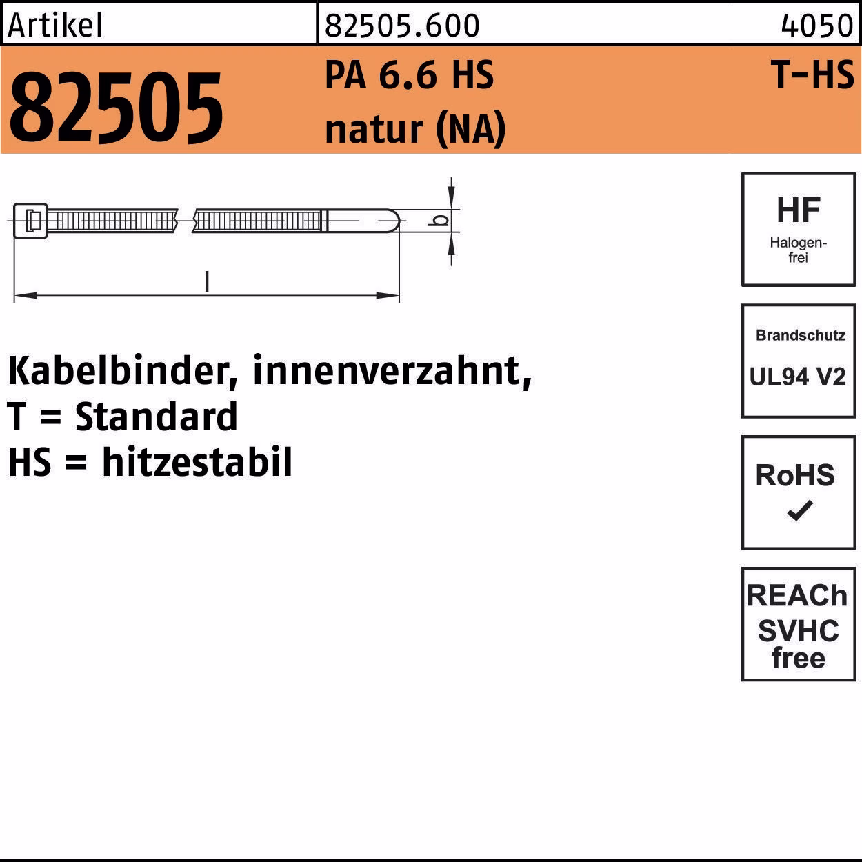 Kabelbinder R 82505 innenverz. HS