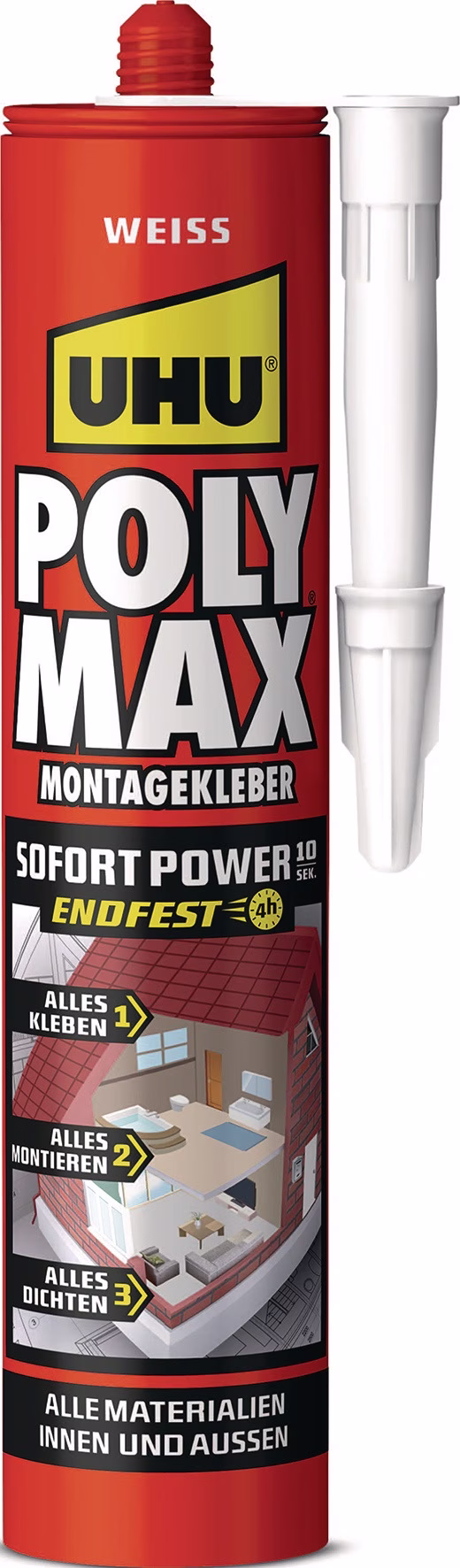 Kleb- u.Dichtstoff POLY MAX 10 SEK SOFORT POWER weiß 440g Kartusche