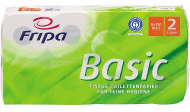 Toilettenpapier Basic 1510805 2-lagig 250Bl. weiß 8 Rl./Pack.