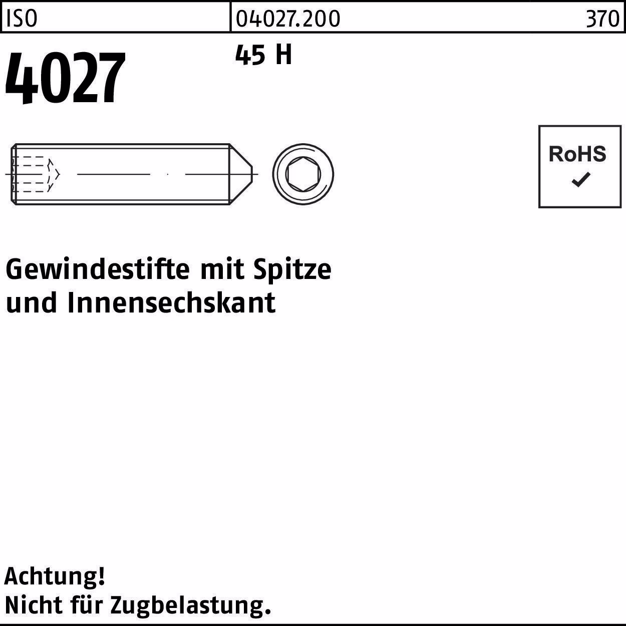 Gewindestift ISO 4027 Spitze/Innen-6kt