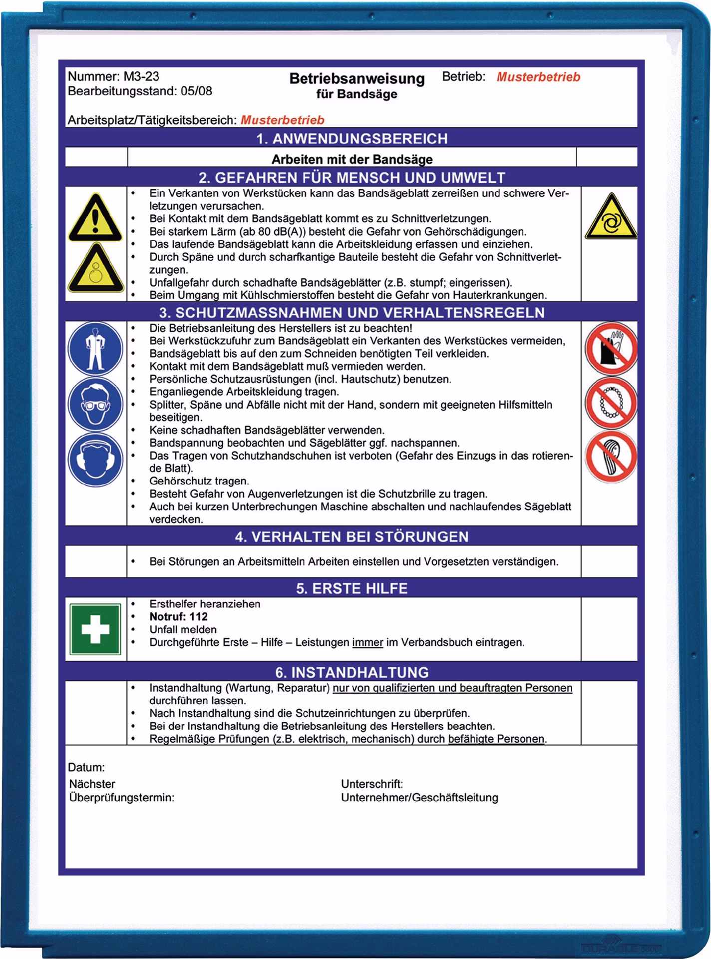 Sichttafel PP m.Profilrahmen DIN A4 reflexionsarm 5St./Btl