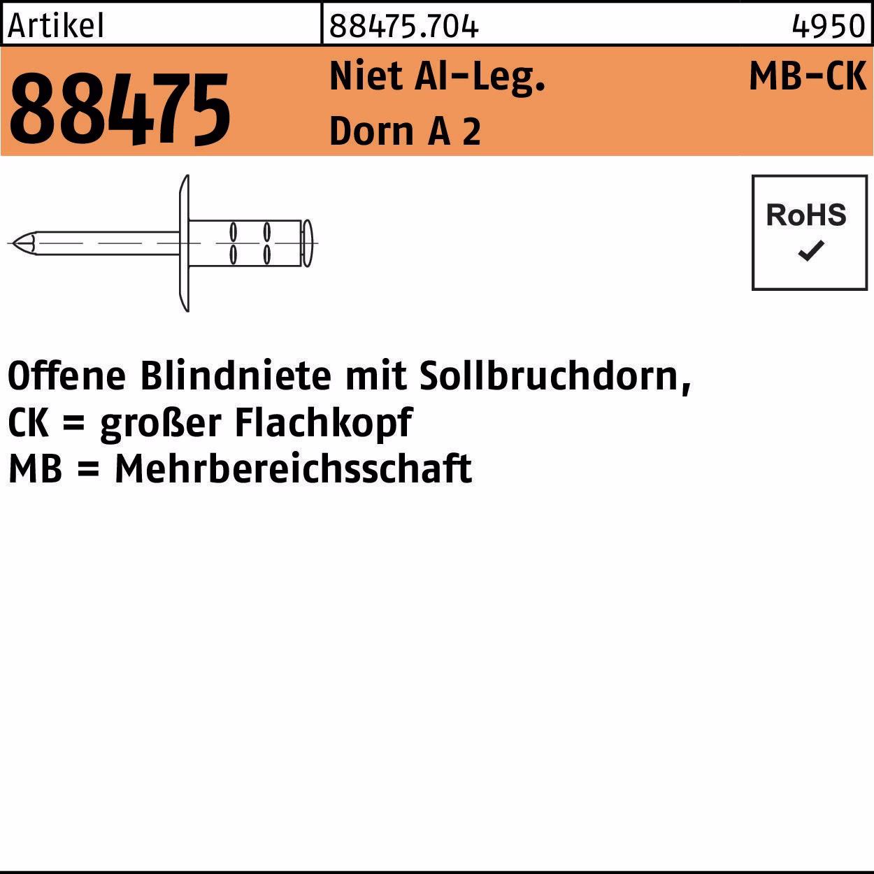 Blindniete R 88474 Flachkopf GESIPA