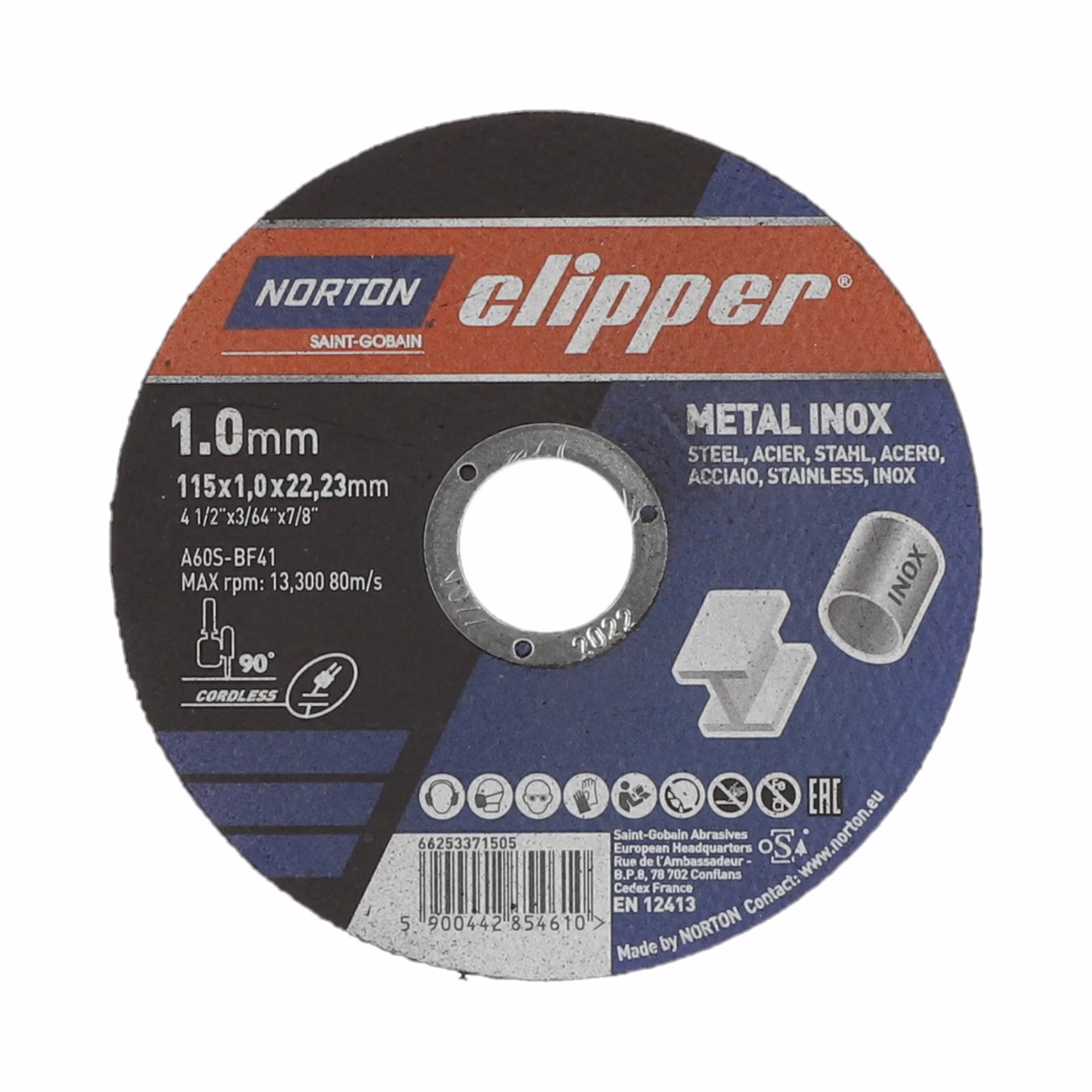 Trennscheibe D115x1,0mm Typ 41 Metall-Inox 13300 min-1