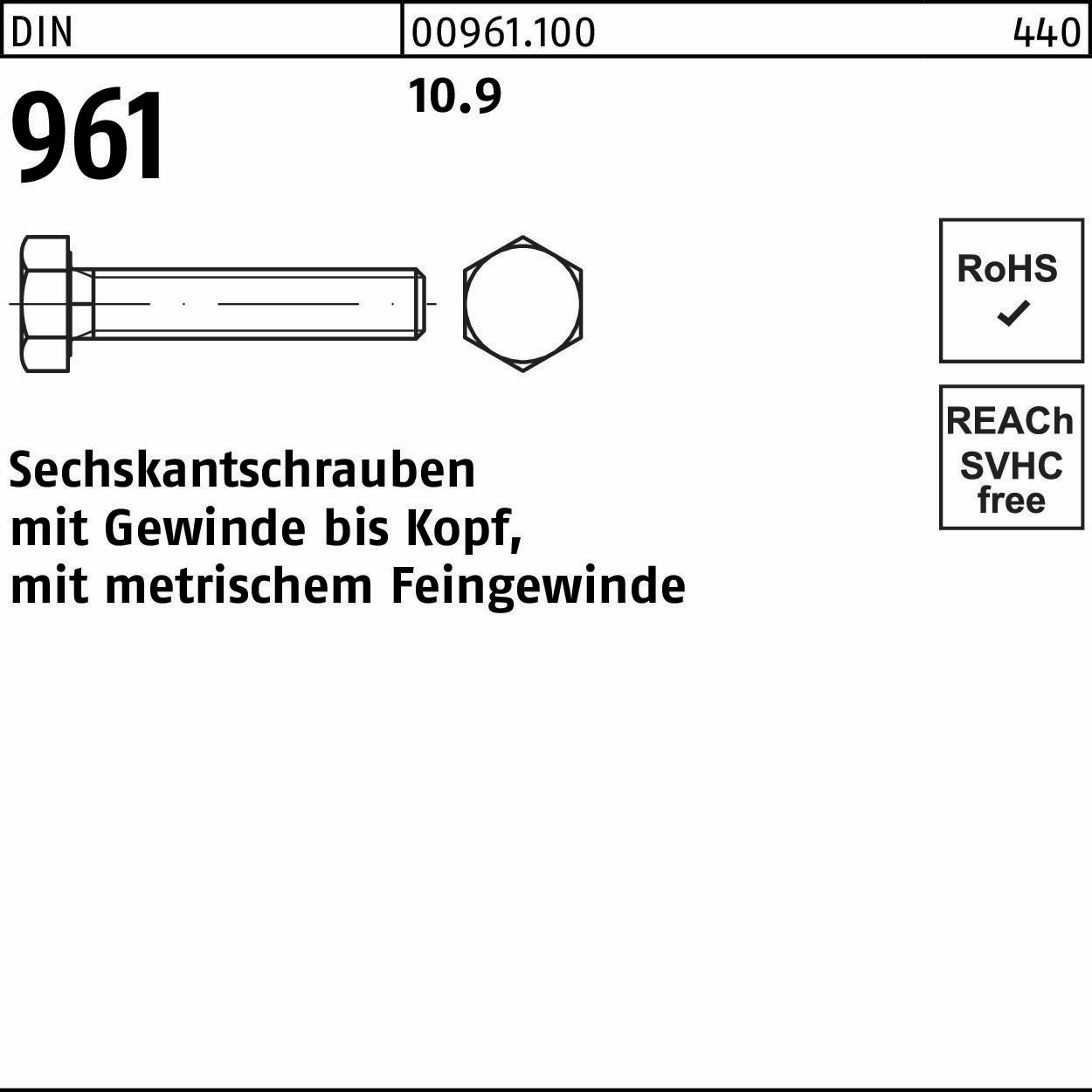 Sechskantschraube DIN 961 VG 10.9