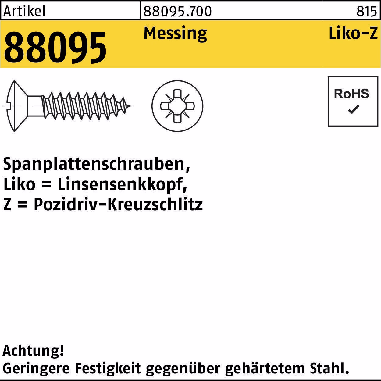 Spanplattenschraube R 88095 Liko PZ Messing