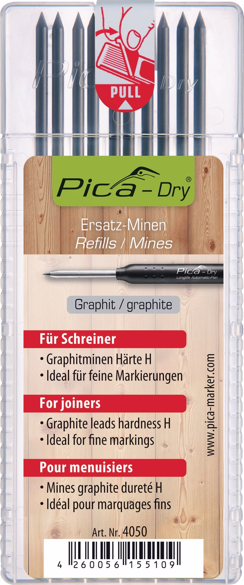 Minenset Pica-Dry 10x graphit Spezialhärte H f.feine Markierungen 10 Minen/Set