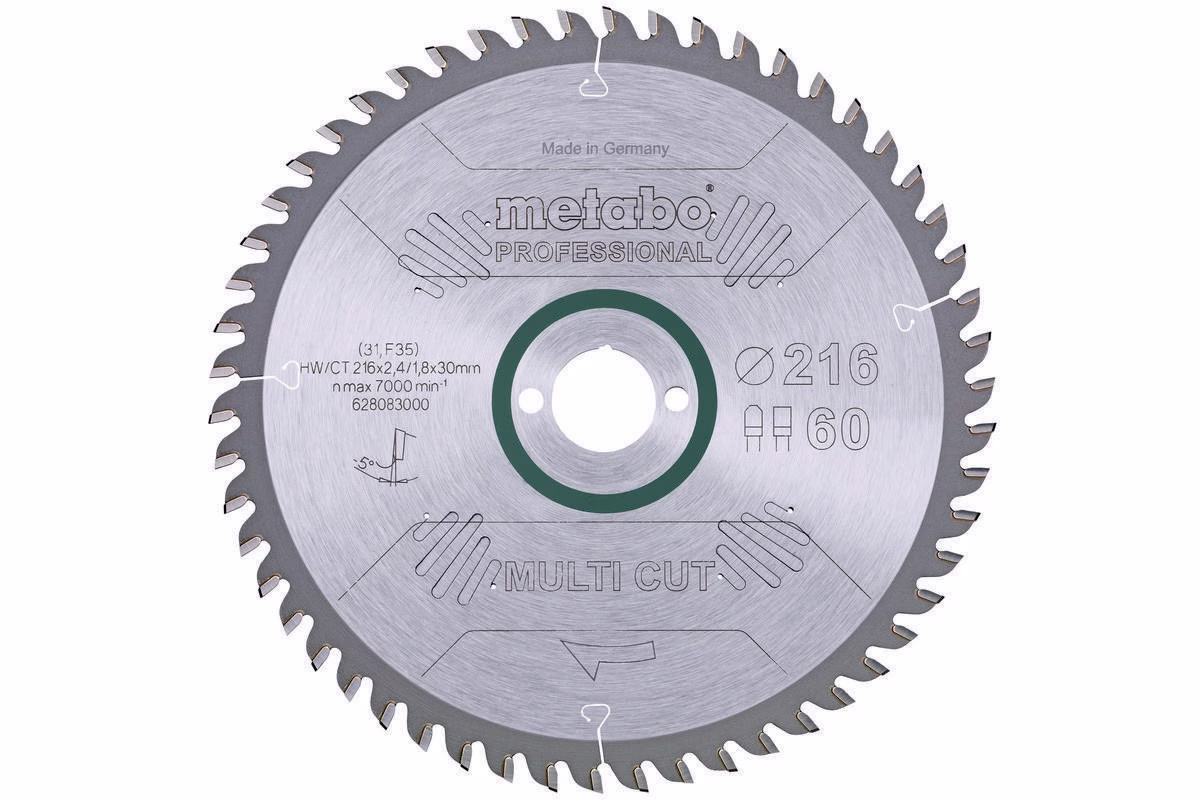 Kreissägeblatt multi cut professional HW/CT D216xB2,4x30mm 60Z. Flach-Trapezzahn
