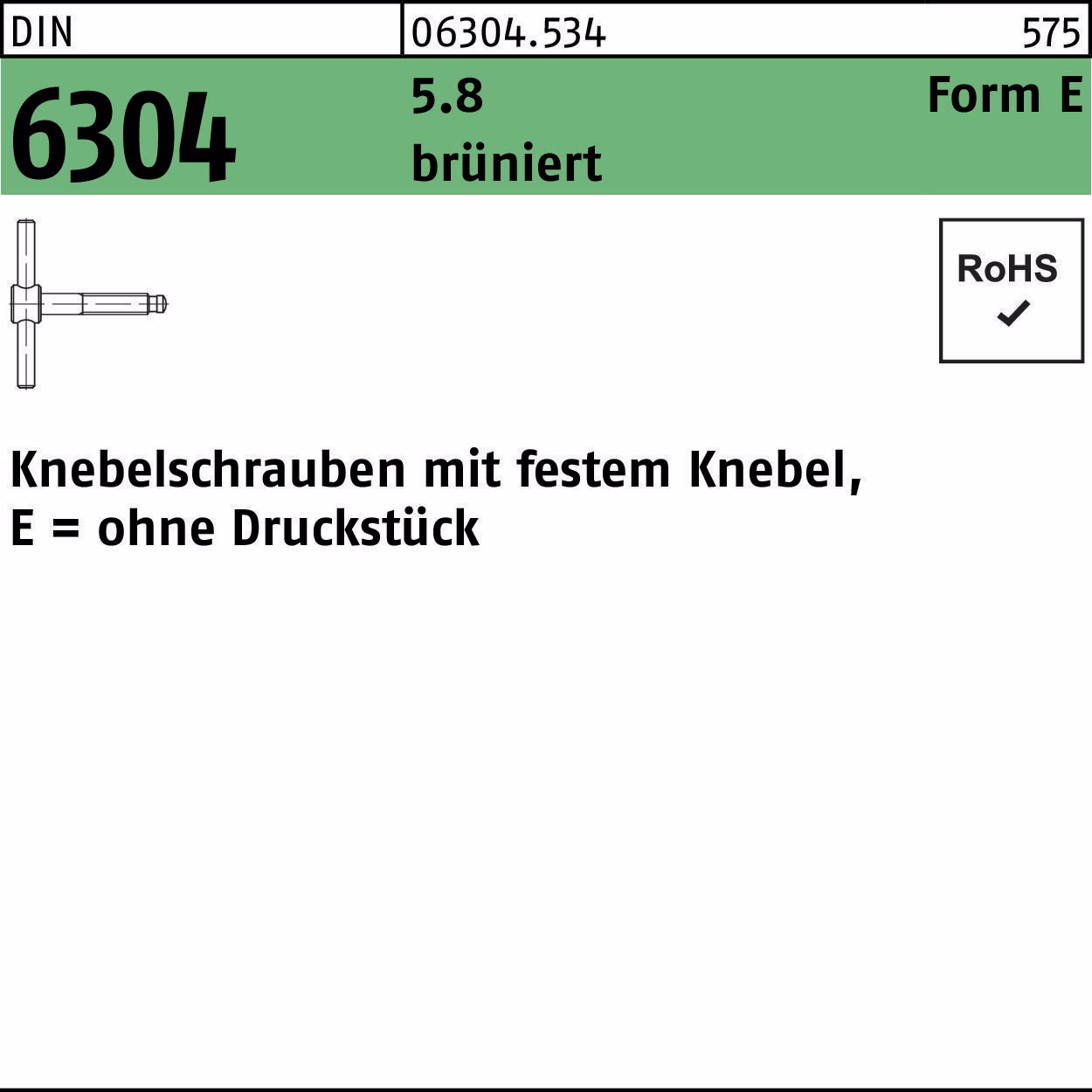 Knebelschraube DIN 6304 festem Knebel EM 5.8 brüniert 1