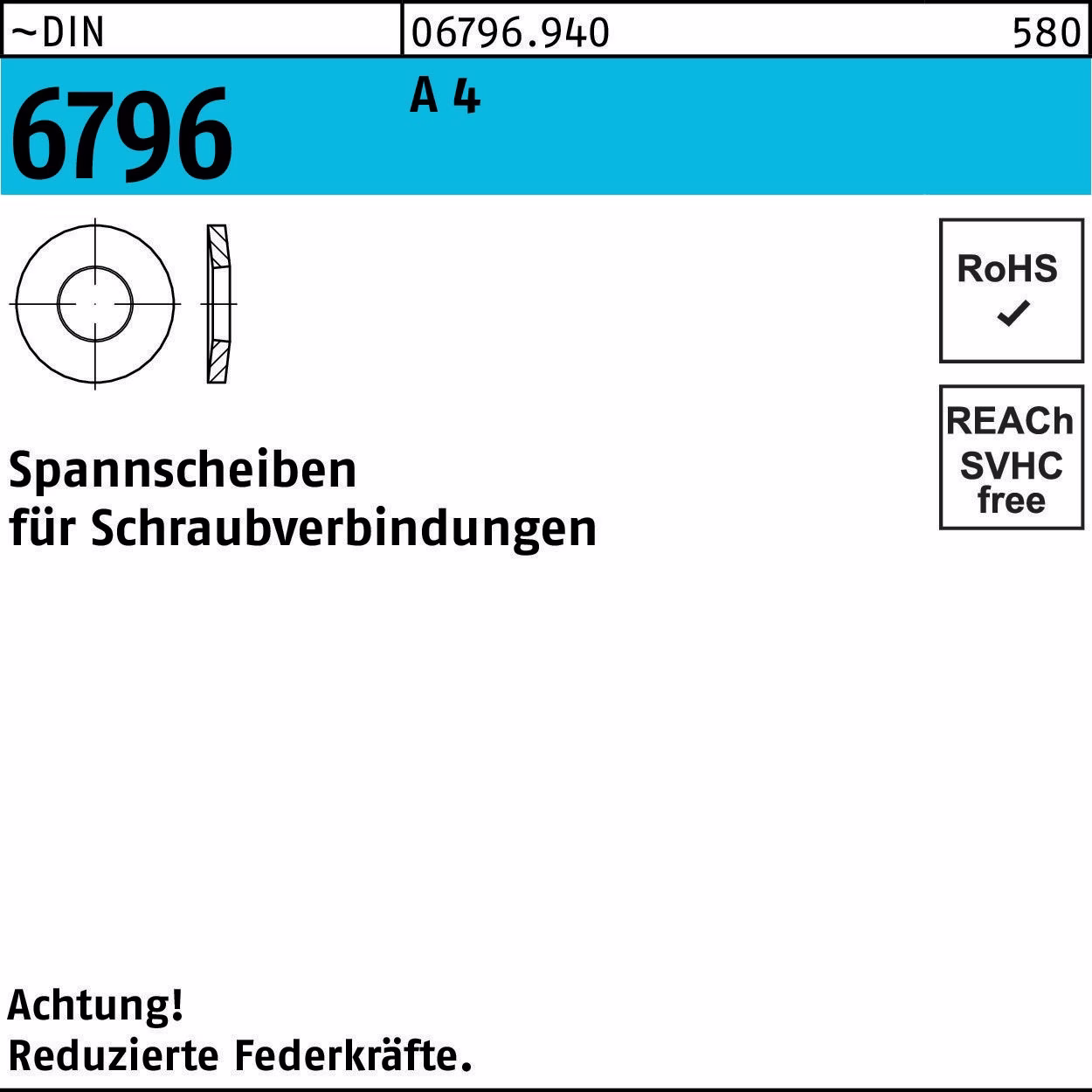 Spannscheibe DIN 6796 16x 39x 4 A 4 50 Stück