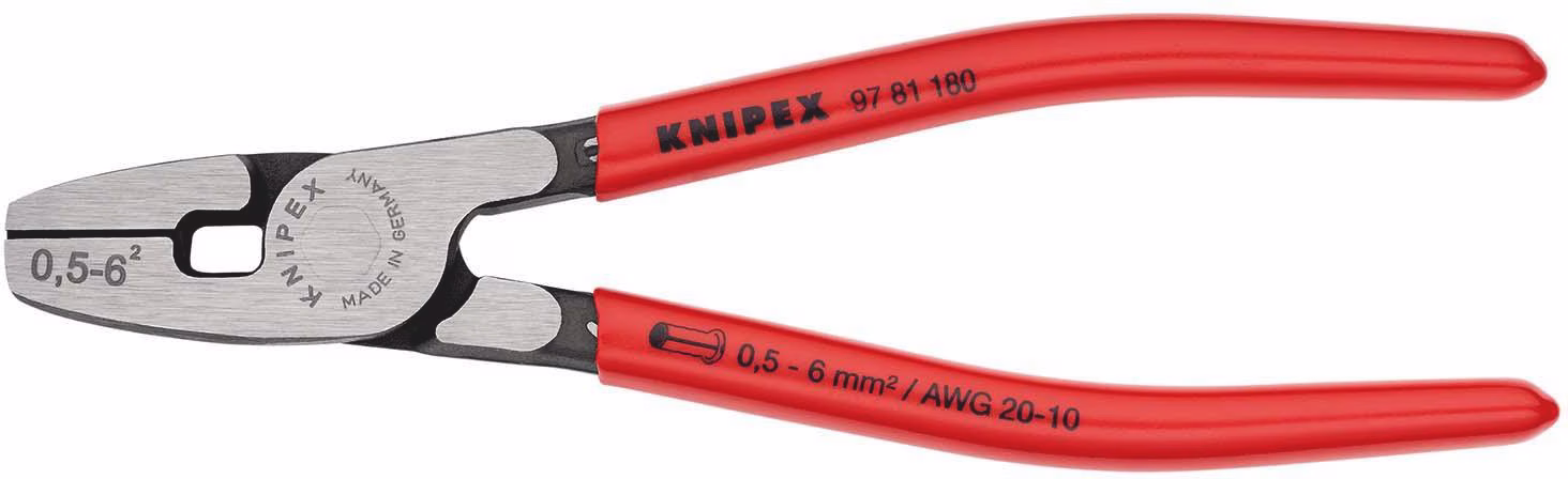 Aderendhülsenzange L.180mm 0,5-6,0 (AWG 20-10) mm² pol.Ku.-Überzug