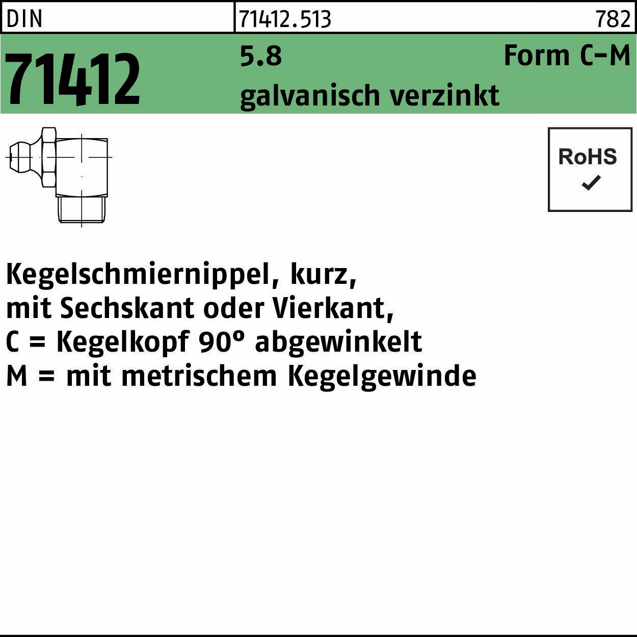 Kegelschmiernippel DIN 71412