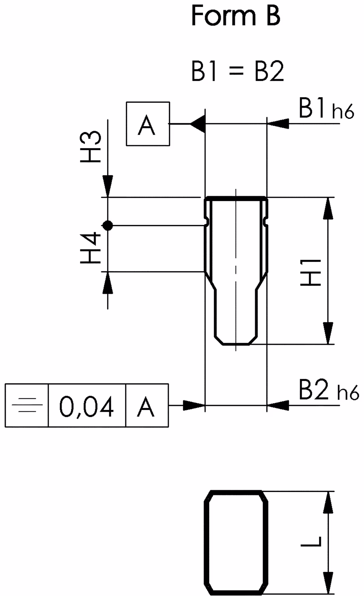 Nutenstein DIN 6323 Nennmaß der Nut 12/12mm Form B lose sitzend