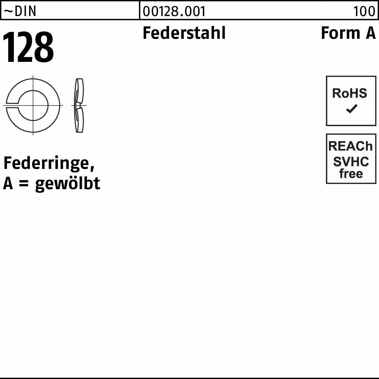 Federring DIN 128 A 4 Federstahl 1000 Stück
