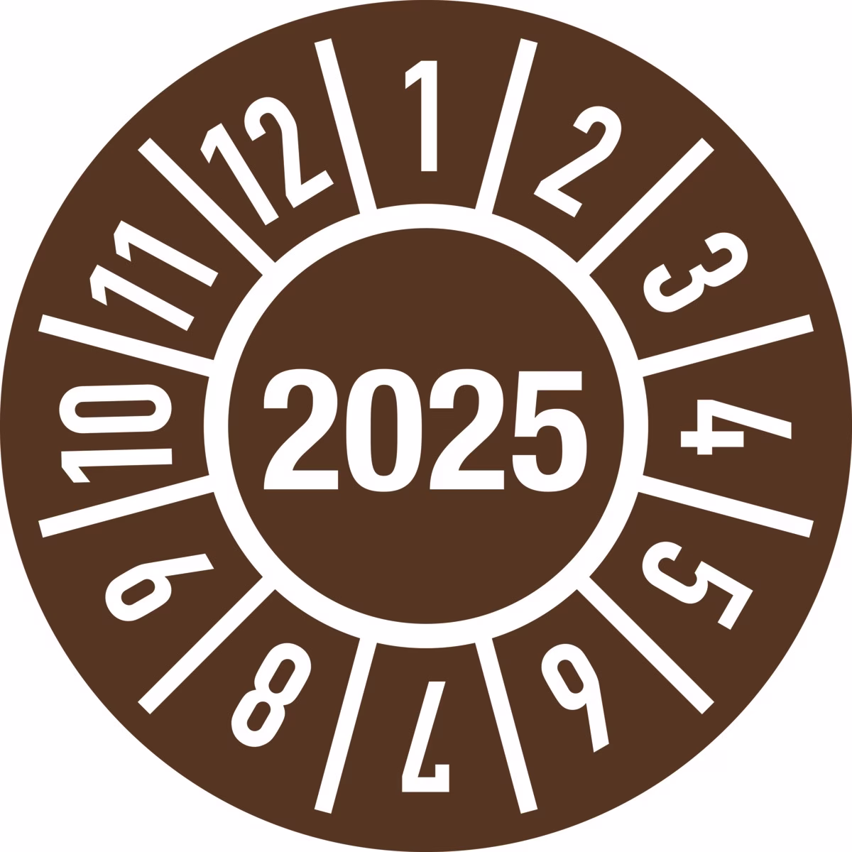 Einjahresprüfplakette D.15mm J.2025 m.Monaten Folie