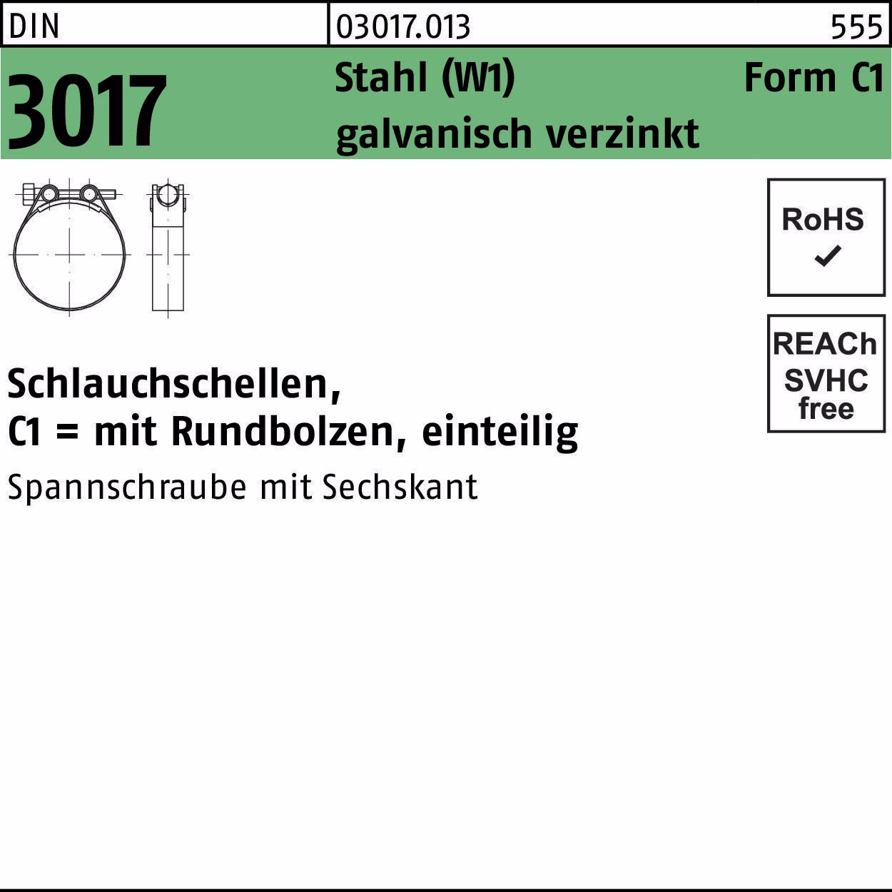 Schlauchschelle DIN 3017 galv.verz.