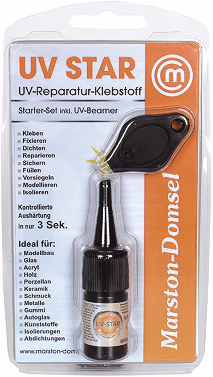 UV-Reparatur-Klebstoff MD UV-Star 3g Kleber /1 UV-Leuchte transp.Set