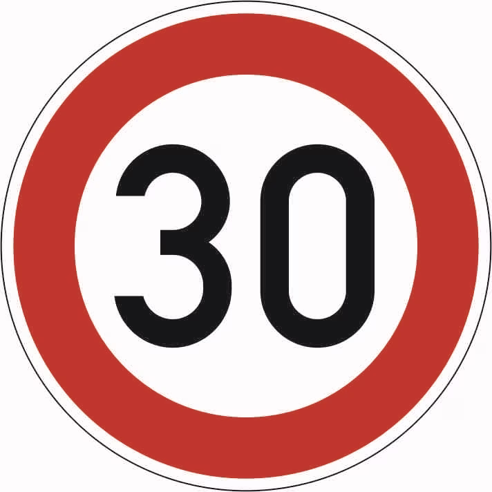Verkehrszeichen VZ 274-30 Höchstgeschwindigkeit 30 km/h D.600 mmx2mm Ronde RA2