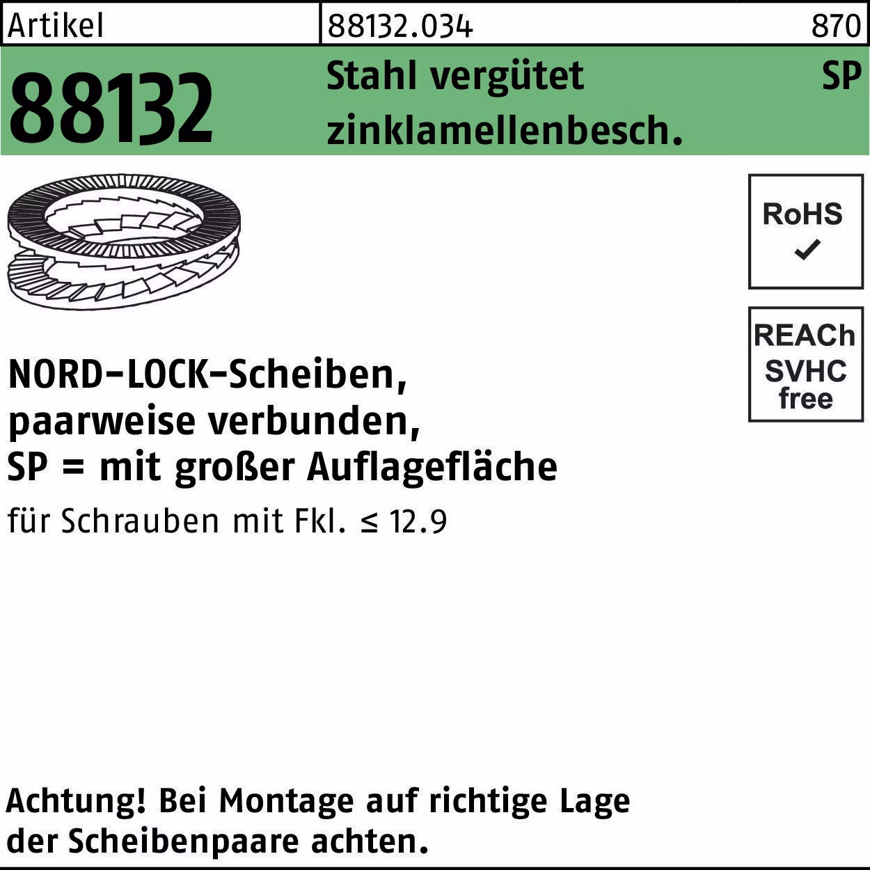 Unterlegscheibe R 88132 geklebt NL 22 SP Sta zinklamellenb. 50St