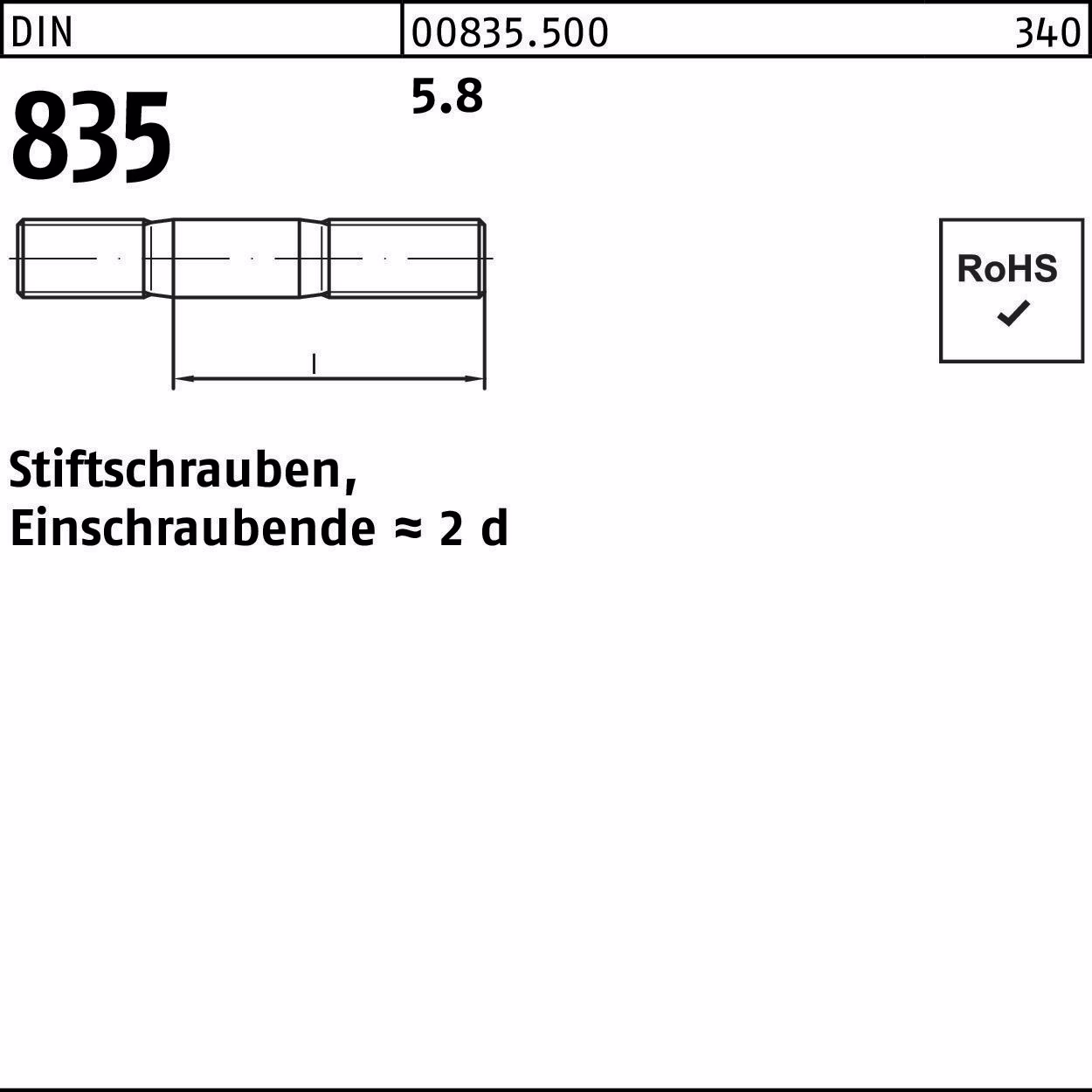 Stiftschraube DIN 835 Einschraubende=2d